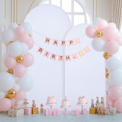 White Arch Backdrop Covers - 6.6FT, 5FT Spandex Fitted Wedding Arch Stand Covers Round Top Chiara Stretchy Arch Backdrop Cover for Wedding Birthday Party Decoration