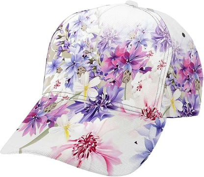 Pastel Cornflowers Floral Baseball Cap Dad Hats All-Over Print Fashion Accessory 100% Polyester Adjusts to Fit Most