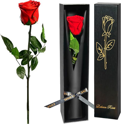 Red Single Forever Roses in a Box,Preserved Flowers for Delivery,Preserved Rose Gifts for Women, Real Roses Gift for Her, Mom Birthday Gifts, Mothers Day Flowers,Valentines Flowers