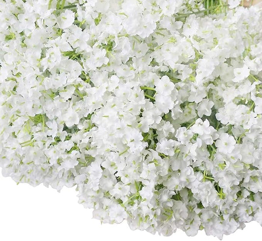 Bringsine Baby Breath Gypsophila White Fake Artificial Flowers for DIY Wedding Bouquets Bridal Shower Centerpieces Arrangements Party Tables Decorations 60 Pieces/Pack