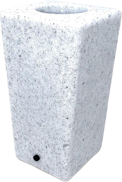 OPTIMUM Square Memorial Cemetery Flower Vase - Plastic (White Granite) with Metal Ground Spike, Grave Marker, Decorations for Gravesite, Headstone Flowers Holder, Garden Lawn & Yard