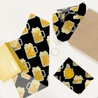 Pro Supply Global Beer Printed Tissue Paper for Gift Bags or Boxes and Wrapping - Father's Day Adult Bulk Decorative Art Tissue Paper for Packaging and Gifting | 24 Sheets 20" x 30"