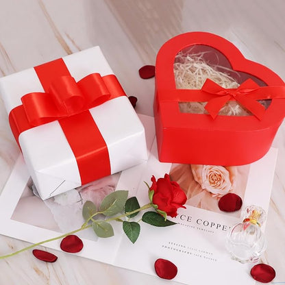 TONIFUL 2 Inch x 25 Yards Wide Red Satin Ribbon Solid Fabric Ribbon for Gift Wrapping Crafts Chair Sash Eternal Flower Invitation Cards Hair Bows Sewing Party Wedding Decoration