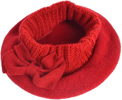VECRY Lady French Beret 100% Wool Beret Floral Dress Beanie Winter Hat