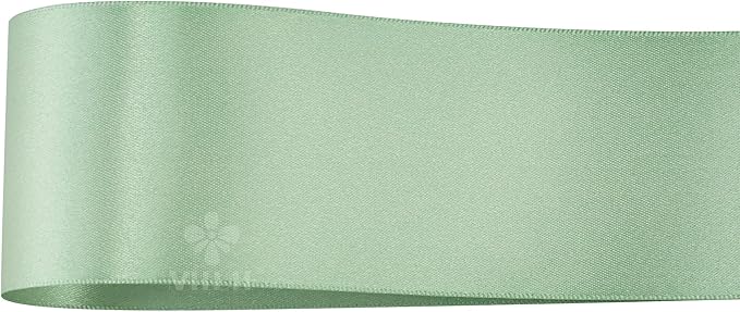 MEEDEE Sage Satin Ribbon 2 Inch Light Green Ribbon Double Faced Satin Ribbons by 25 Yards Silk Luxurious Green Ribbons for Crafts, Cake Decoration, Weddings, Flower Bouquet