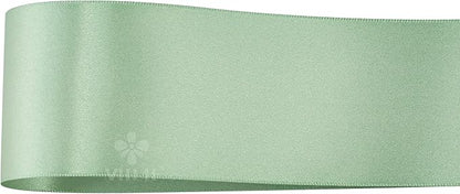 MEEDEE Sage Satin Ribbon 2 Inch Light Green Ribbon Double Faced Satin Ribbons by 25 Yards Silk Luxurious Green Ribbons for Crafts, Cake Decoration, Weddings, Flower Bouquet