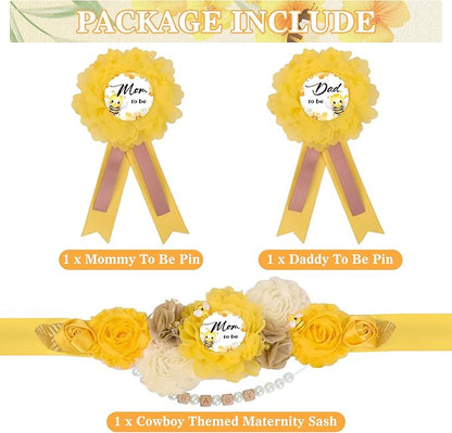INSYOHO Bee Baby Shower Decorations - Adjustable Honey Bee Theme Maternity Belt with Beautiful Flowers Baby Shower Decorations, Gender Reveal Party Supplies for Mom to Be