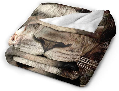 Christian Jesus Lion and Lamb Throw Blanket - Religious Gifts and Decor for Men Women Adults - Soft Warm Cozy Fleece for Couch Sofa Bed 60"x50"
