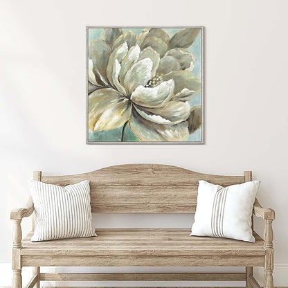 Framed Peony Canvas Wall Art - Abstract Floral Painting Vintage Botanical Picture Modern Traditional Flower Artwork Prints for Bedroom Living Room