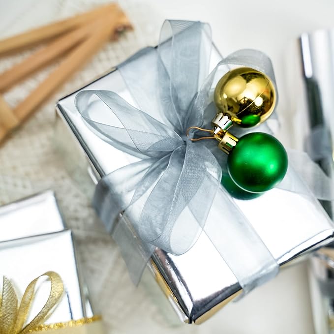 RUSPEPA Silver Metallic Wrapping Paper - Solid Color Paper Perfect for Wedding, Birthday, Christmas, Baby Shower - 17 Inches X 32.8 Feet