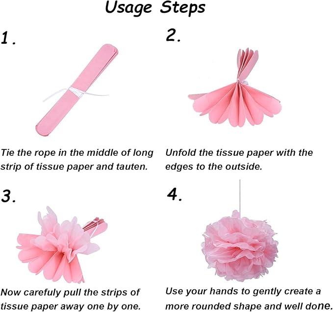 Tissue Paper Pom Poms, Recosis Paper Flower Ball for Birthday Party Wedding Baby Shower Bridal Shower Festival Decorations, 18 Pcs - Rose Red, Pink and White