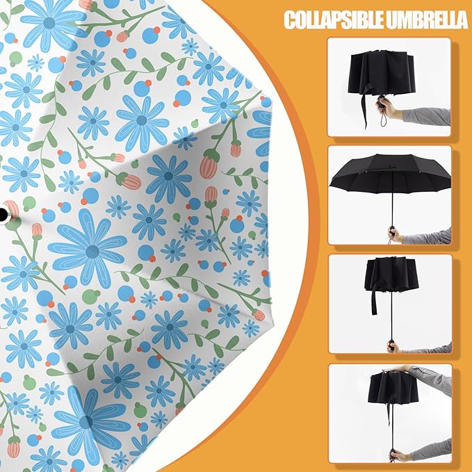 Small Compact Travel Automatic Folding Umbrella for Women, Portable Lightweight, Rain, Wind, UV Sun Shade