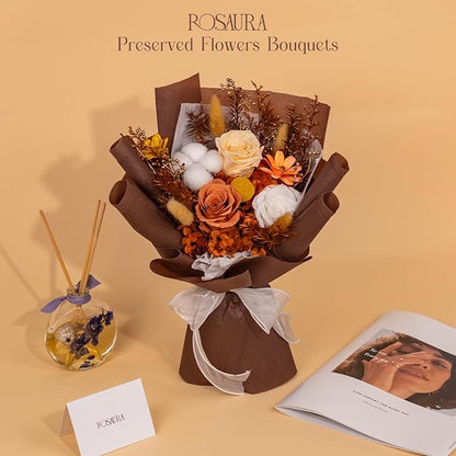 Rosaura Preserved Flowers Bouquets, Flowers for Delivery Prime, Forever Roses Bouquets Valentine's Day, Mother's Day, Christmas, Birthday Gifts (Brown)