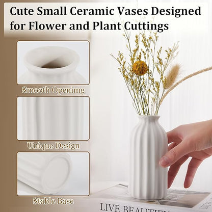 Ceramic Bud Vases, Set of 12 White Vases for Centerpieces Small Vase for Flowers Mini Ceramic Vases for Pampas Grass VAse Bulk for Wedding Table Centerpieces Decoration Boho Home Decor DIY Gift
