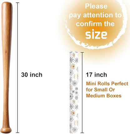 MAYPLUSS Christmas Gift Wrapping Paper Roll - 17 Inch X 33 Feet - Minimalistic Elegant Snowflake Flurry with Gold Design Winter Holiday Gift Wrap Sheet for Party, DIY Crafts & Festive Decoration