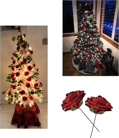 Artificial Flowers 25pcs Fake Roses, Burgundy Foam Rose Faux Flower for DIY Wedding Bouquets Bridal Shower Centerpieces Floral Arrangements Home Decorations Party Backdrops Table
