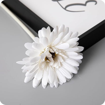 12pcs Artificial Gerbera Daisies,22 Inch Long Stem Silk Daisy Flowers,Realistic Artificial Flower Mums for Home Décor Centerpiece Wreath Supplies Wedding Bouquet,Snow White