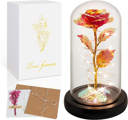 Childom Christmas Rose Gifts for Women,Birthday Gifts for Women Mom Christmas,Flowers for Delivery Prime,Red Light Up Rose in A Glass Dome,Anniversary Rose Gift for Her Grandma Valentines Day