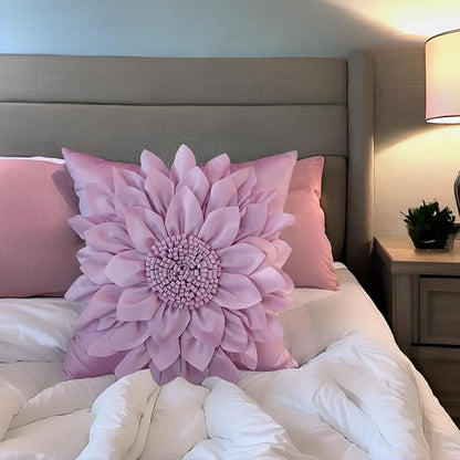 Bella's Giftshop 3D Sunflower Decorative Throw Pillow Covers for Bed Sofa Couch Car, Accent Floral Taffeta Cushion Cover, Handmade Pillow Cases Living Room Decor, 17x17 Inch-Purple/Lavender