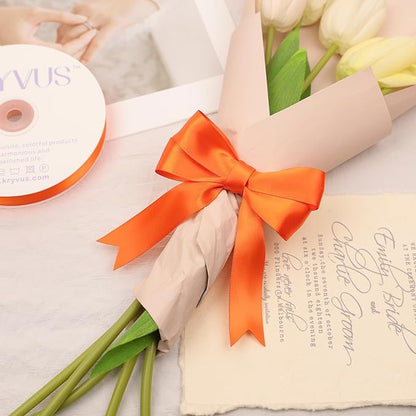Premium Double Faced Satin Ribbon, 1 Inch X 25 Yards, Orange, Perfect for Gift Wrapping, Crafts, Wedding Decor