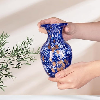 KAMMAK Colored Glass Vase, Beautiful Hand Blown Decorative Vase, Modern Art Vase for Flower Mantle Dining Table Centerpiece, Entryway Living Room Wedding Decoration, FH014