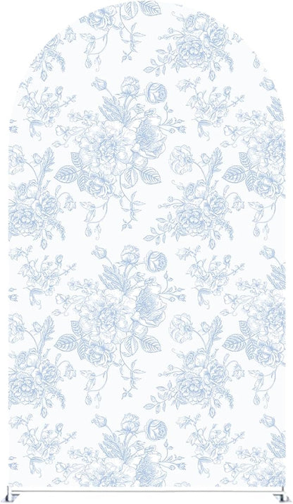 Something Blue Before I Do Arch Backdrop Cover Wedding Bridal Shower Bride to be Toile Party Arch Fabric Cover Blue Bloom Floral Baby Shower Decors (3X5ft,4135)