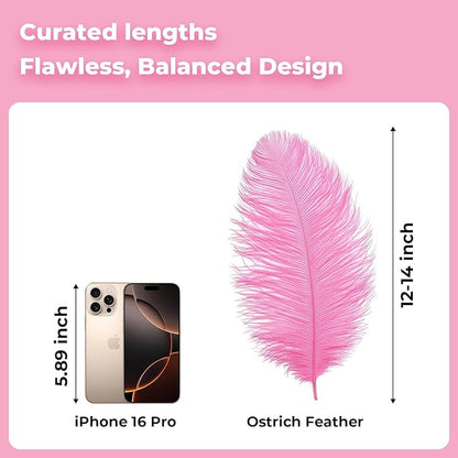 Piokio 20 pcs Natural Pink Ostrich Feather Plumes 12-14 inch(30-35 cm) Bulk for Wedding Party Centerpieces and DIY Clothes Decoration, Gatsby Decorations