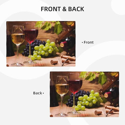 Wine Linen Placemats Set of 6 Red and White Wine Retro Country Placemat Indoor Outdoor Party Home Desktop Kitchen Dining Room Decoration 12x18 Inch