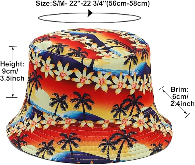 Quanhaigou Bucket Hat for Men Women,Packable Reversible Printed Sun Hats,Fisherman Outdoor Summer Travel Hiking Beach Caps