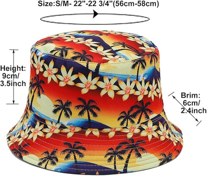 Quanhaigou Bucket Hat for Men Women,Packable Reversible Printed Sun Hats,Fisherman Outdoor Summer Travel Hiking Beach Caps