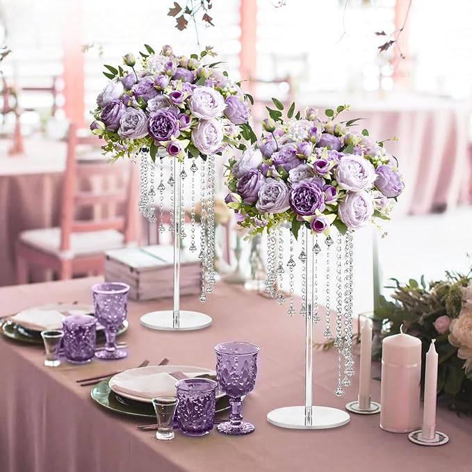 ASTRYAS 3 Packs Artificial Flowers, Peonies Artificial Flowers, Purple Artificial Peonies, Silk Peonies Flowers Fake Flowers Peonies Bouquet for Centerpiece Table Wedding Party Home Decor