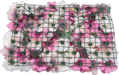 JJIESHENG Flower Wall Panels 3D Flower Wall Backdrop, 6Pcs Flower Wall Backdrop Floral Wall Artificial Flower Background Silk Rose Decor Faux for Wedding Home Decoration (Fuchsia, 23.6 * 15.7in)