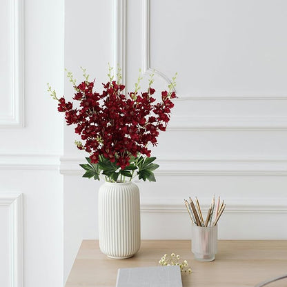 Delphinium Artificial Flowers,8PCS Silk Larkspur Flowers 33.5'' Long Stem Burgundy Flowers for Tall Vase Home Wedding Garden Table Decor(Burgundy)