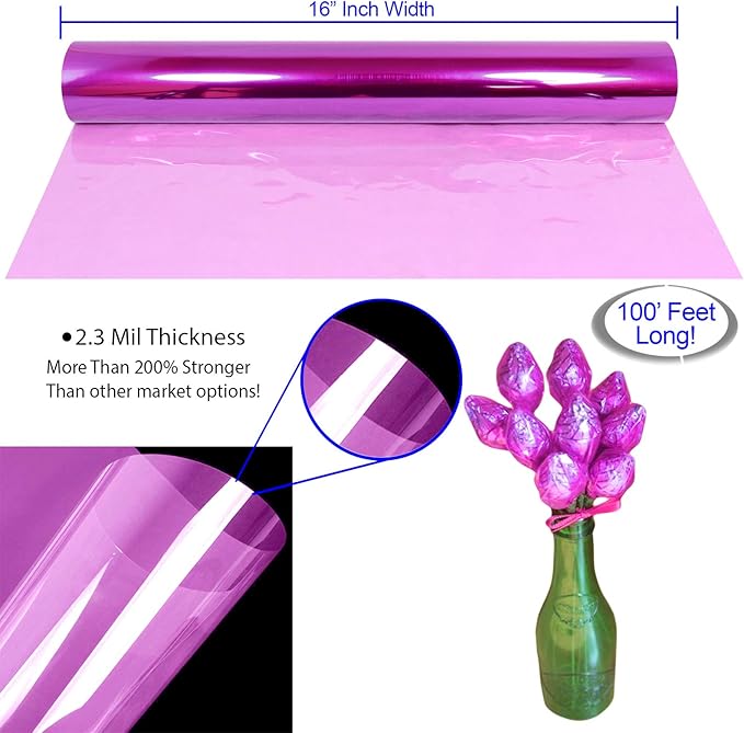AnapoliZ Cellophane Wrap Roll Lavender | 100’ Ft. Long X 16” in. Wide | 2.3 Mil Thick Transparent Lavender | Gifts, Baskets, Treats, Cellophane Wrapping Paper | Colorful Cello Easter, Spring Color