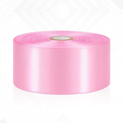 Pink Satin Ribbon 2 Inch 60 Yards, Solid Polyester Fabric Ribbon for Flower Bouquet, Hair, Crafts, Gift Wrapping, Birthday Party, Handmade Roses, Wedding and Festival