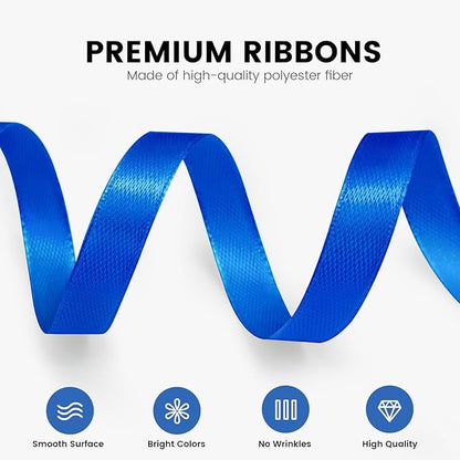 3/8" x 100 Yards Satin Ribbon - Royal Blue Silk Ribbon with Spool - Ideal for Gift Wrapping, Floral Bouquets, Crafts, Wedding Party Decorations, Christmas and Sewing Projects