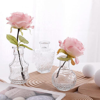 Arme Glass Bud Vase Set of 32 Pcs，Small Glass Vases for Flowers，Clear Bud Vases in Bulk，Vintage Vases for Centerpieces，Small Glass Bud Vase for Rustic Wedding Decorations，Home Table Flower Décor