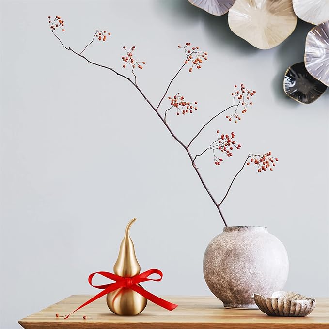Feng Shui Decor - Brass Wu Lou Gourd with Red Luck Strip for Ideal Home Decoration,Table,Bookshelf,5inch Tall,Full Brass,Fortune Protection,Hu Lu Bring Good Luck,Healthy,Success