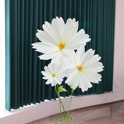3Pcs Giant Daisies Fake Flower Decorations, 6.1 Ft Large Artificial Flowers Backdrop Decoration Waterproof 3D Big Realistic Faux Flower Set for Home Wedding Garden Christmas Party Decor(White)