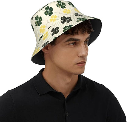 Vintage Clovers Bucket Hat Novelty Sun Hats Trendy Fisherman Cap for Men and Women