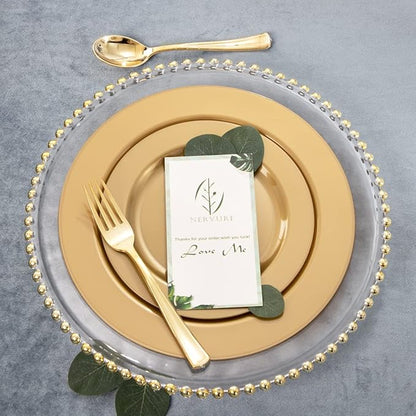 DaYammi 180pcs Gold Plastic Plates Gold Disposable Plates Plastic Silverware Include 30 Dinner Plates 30 Dessert Platos 30 Fork 30 Knives 30 Spoon 30 Cup for Party