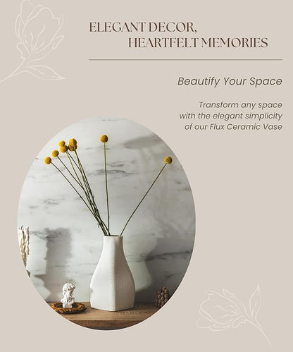 White Ceramic Vase - Elegant Home Decor for Your Beautiful Space - Table Top Decorations, Modern Aesthetic House Accessories - Irregular Shaped Vase for Living Room, Bedroom, Entryway, Gifts