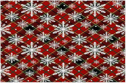 Christmas Xmas Waffle Art Snowflake Placemats Set of 6 PVC Vinyl Non Slip Table Mats Heat Resistant Place Mats Washable Wipeable Dining Table Mat for Kitchen Decor Party Indoor Outdoor Decorative Gift