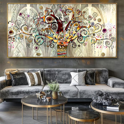 Wall Art Abstract Art Paintings Tree of Life Posters Prints Landscape Picture Colorful Modern Canvas Painting for Living Room Bedroom Office Large Decor 20"x40" with Framed