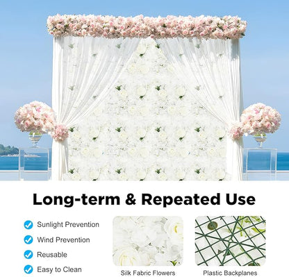 12PC Artificial Flower Wall Panel Wedding Backdrop, Silk Rose Flowers Wall Backdrops Floral Panels, Flower Wall Set Rose Mat for Party Wedding Background Decor