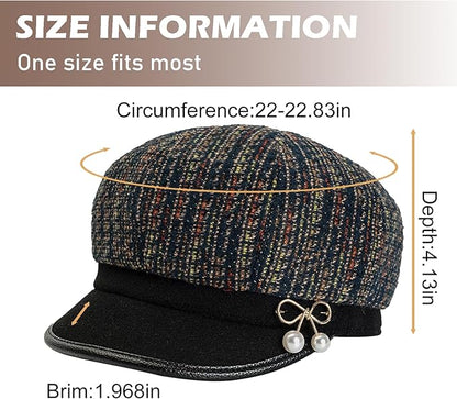 Women Retro Classic Visor Newsboy Cabbie Cap Beret Hats with Flower Buckle for Woman Ladies