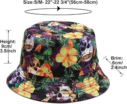 Quanhaigou Bucket Hat for Men Women,Packable Reversible Printed Sun Hats,Fisherman Outdoor Summer Travel Hiking Beach Caps