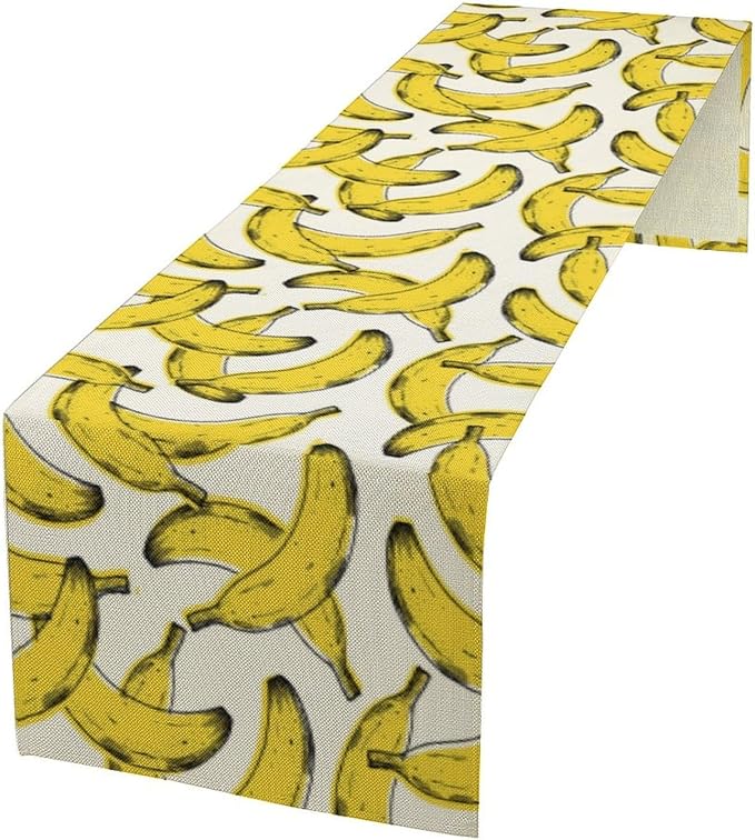 Banana Fruit Table Runner, Kitchen Dining Table Decor, Watercolor Tropical Fruit Palm Leaves Table Runners for Indoor Outdoor Home Farmhouse Holiday Wedding Birthday Party Decoration, 13 x70 Inch
