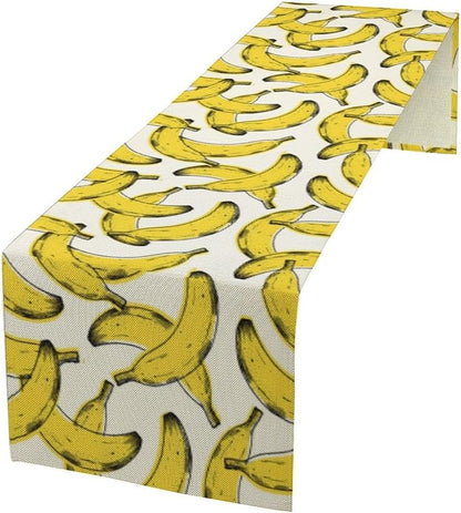 Banana Fruit Table Runner, Kitchen Dining Table Decor, Watercolor Tropical Fruit Palm Leaves Table Runners for Indoor Outdoor Home Farmhouse Holiday Wedding Birthday Party Decoration, 13 x70 Inch