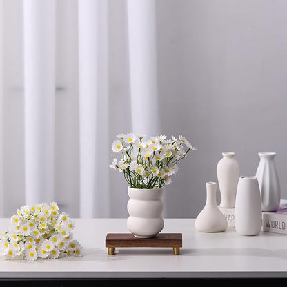 Set of 9 Ceramic Bud Vases for Pampas Grass Flowers, Small Vases in Bulk for Centerpieces Boho Vases for Wedding Decorations Neutral Living Room and Bedroom Decor DIY Gift (White-2)